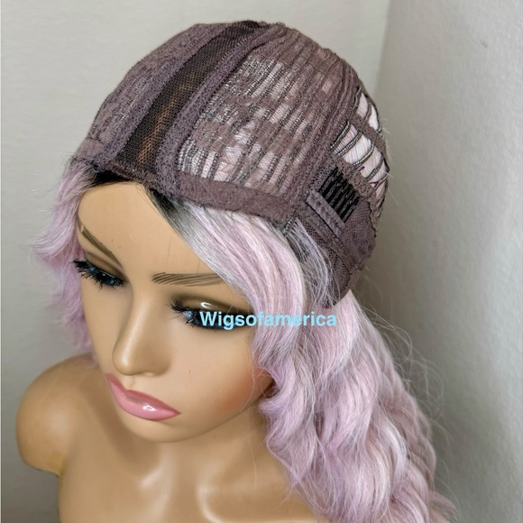 Pink bob wig  ombre black 16 inches long Heat ok - Picture 7 of 9